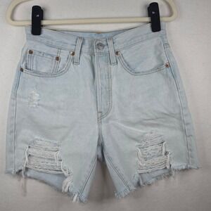 Levi's 501 Original Denim Shorts 26 Light Wash Distressed Cut Offs